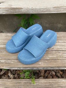 modern chunky denim sandals- size 8