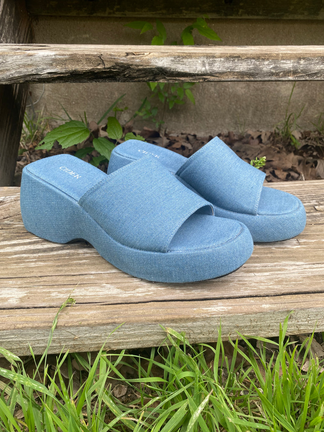 modern chunky denim sandals- size 8