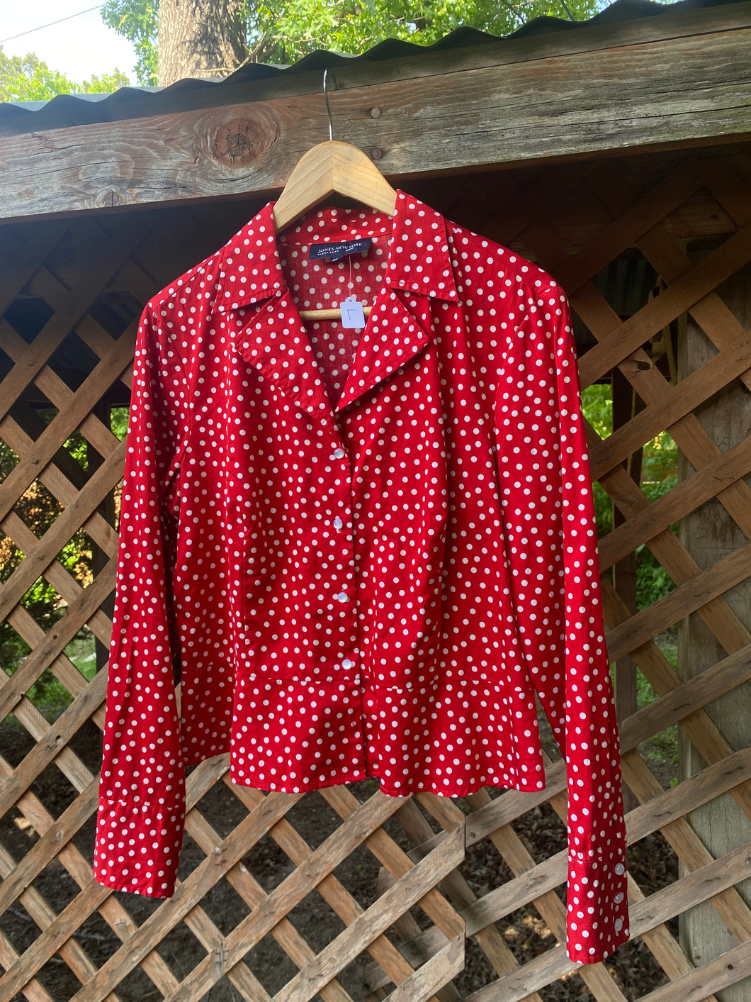 1990's polka dot blouse