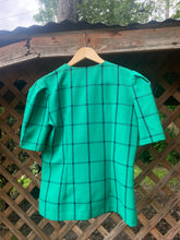Load image into Gallery viewer, 1980’s grid puff sleeve blouse
