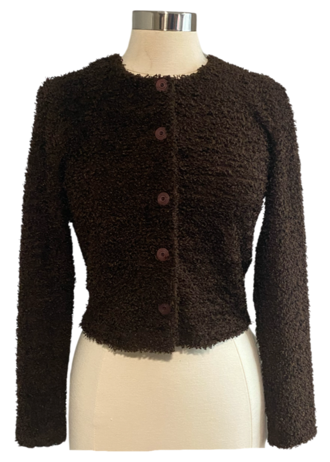 1980’s chocolate fuzzy button up sweater