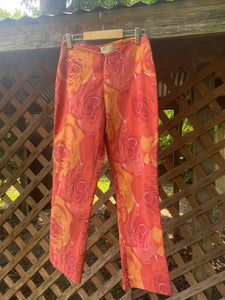 1990’s rose printed front zip up pants